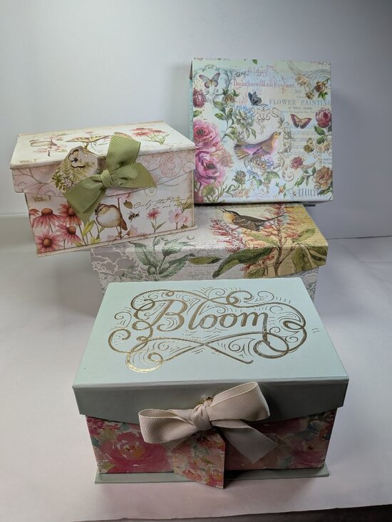Susan Winget Other - Susan Winget Bird Floral Gift Box Bundle 4pc Magnetic Closure Shabby Chic